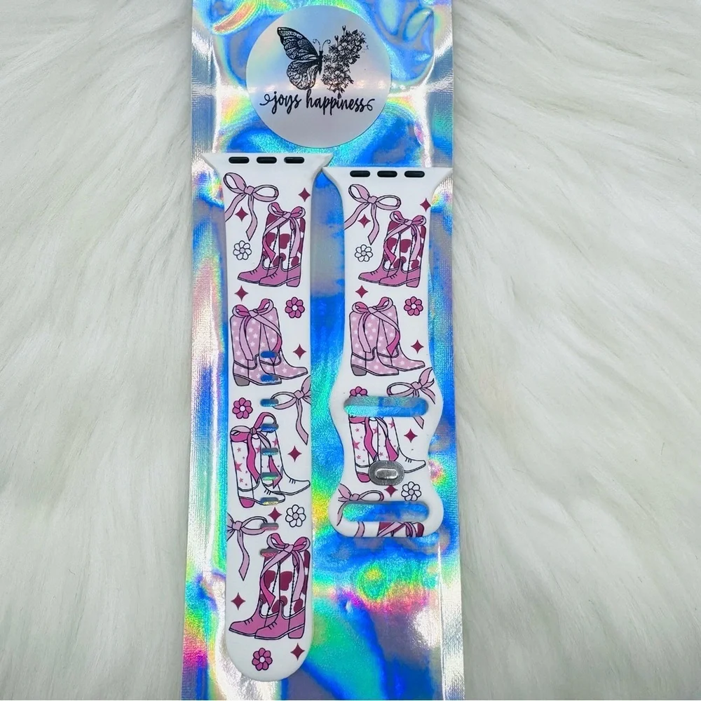 New Pink Bows & Boots Design Watch Band For Apple Watch 38mm / 40mm / 41mm